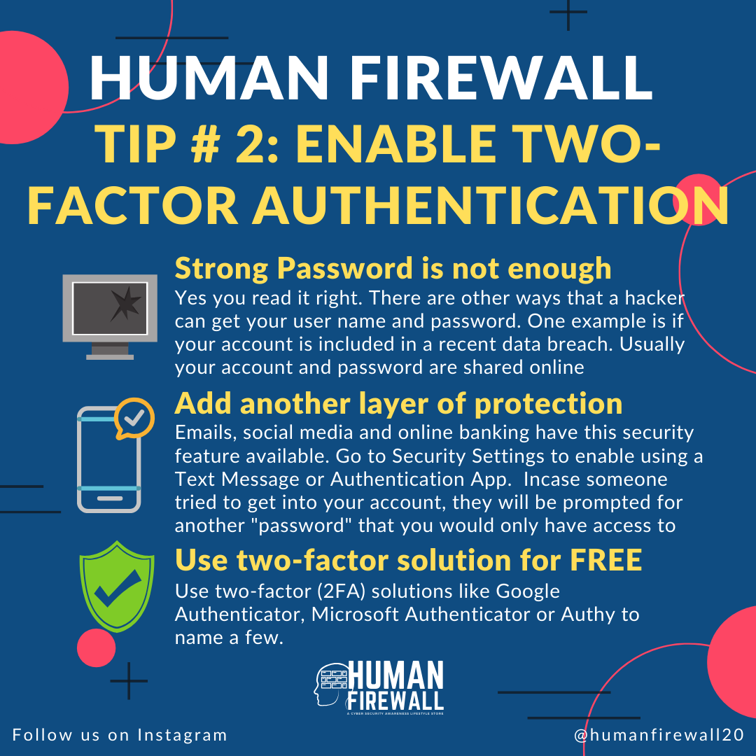 Human Firewall Tip # 2: Enable Two-factor authentication (2FA)