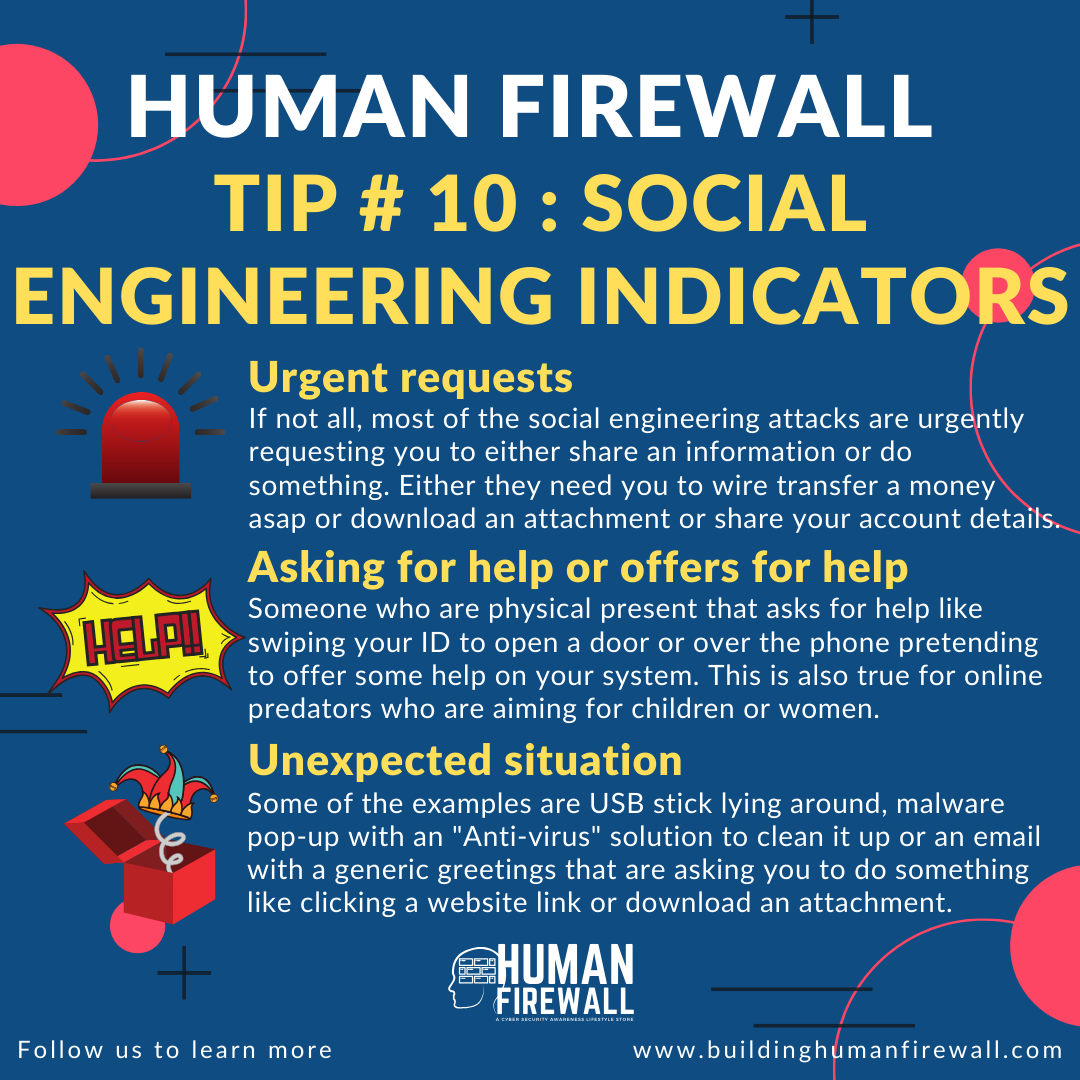 Human Firewall Tip # 10: Social Engineering Indicators (SEI)