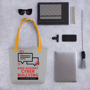 "Bid Against Cyber Bullying" Cyber Security Custom Tote bag www.buildinghumanfirewall.com