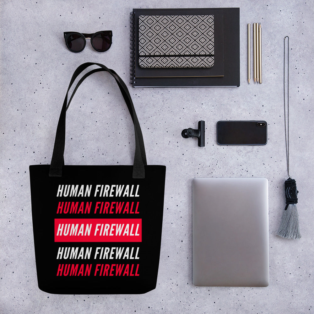 "Human Firewall" 2 Color Cyber Security Custom Tote bag