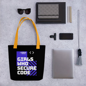 "Girls who secure code" Cyber Security Custom Tote Bag