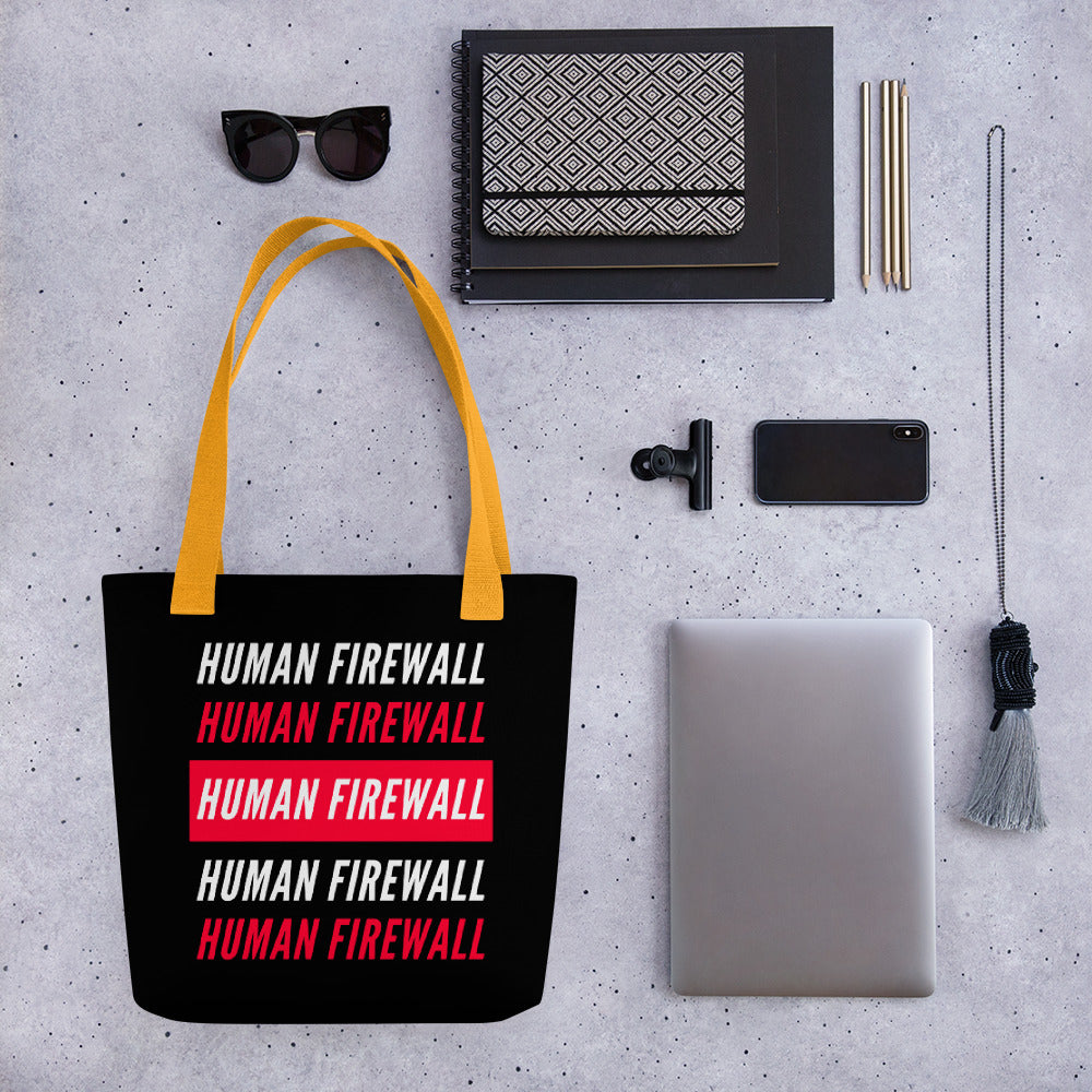 "Human Firewall" 2 Color Cyber Security Custom Tote bag