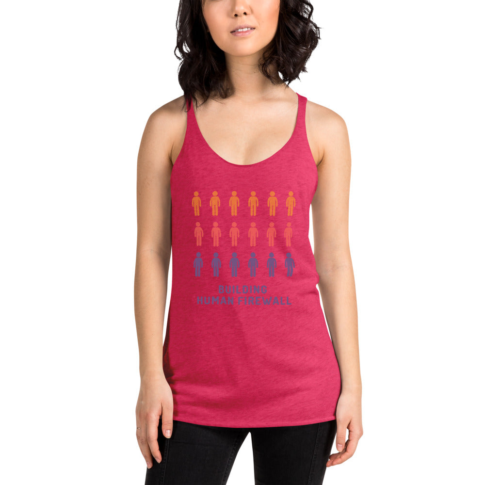 "Building Human Firewall (People)" Cyber Security Custom Women's Racerback Tank www.buildinghumanfirewall.com