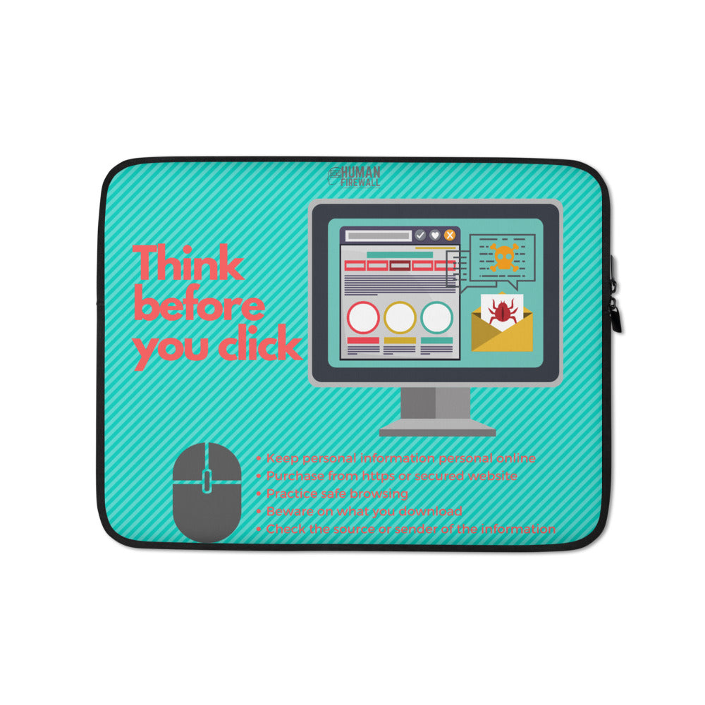 "Think Before You Click (Mouse)" Human Firewall Laptop Sleeve www.buildinghumanfirewall.com