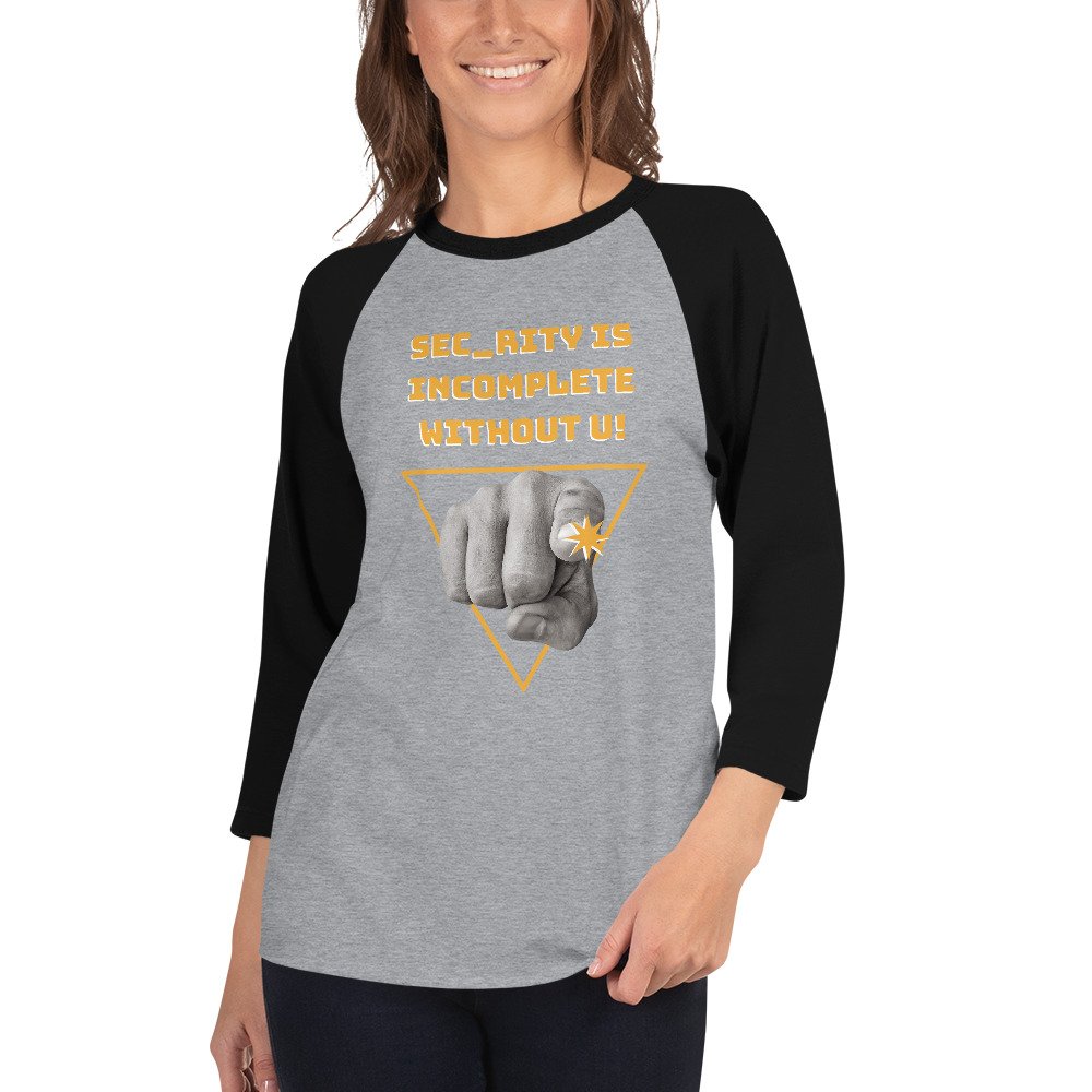"Sec_rity is Incomplete Without U" Custom Women's 3/4 Sleeve Raglan Shirt - Image 8