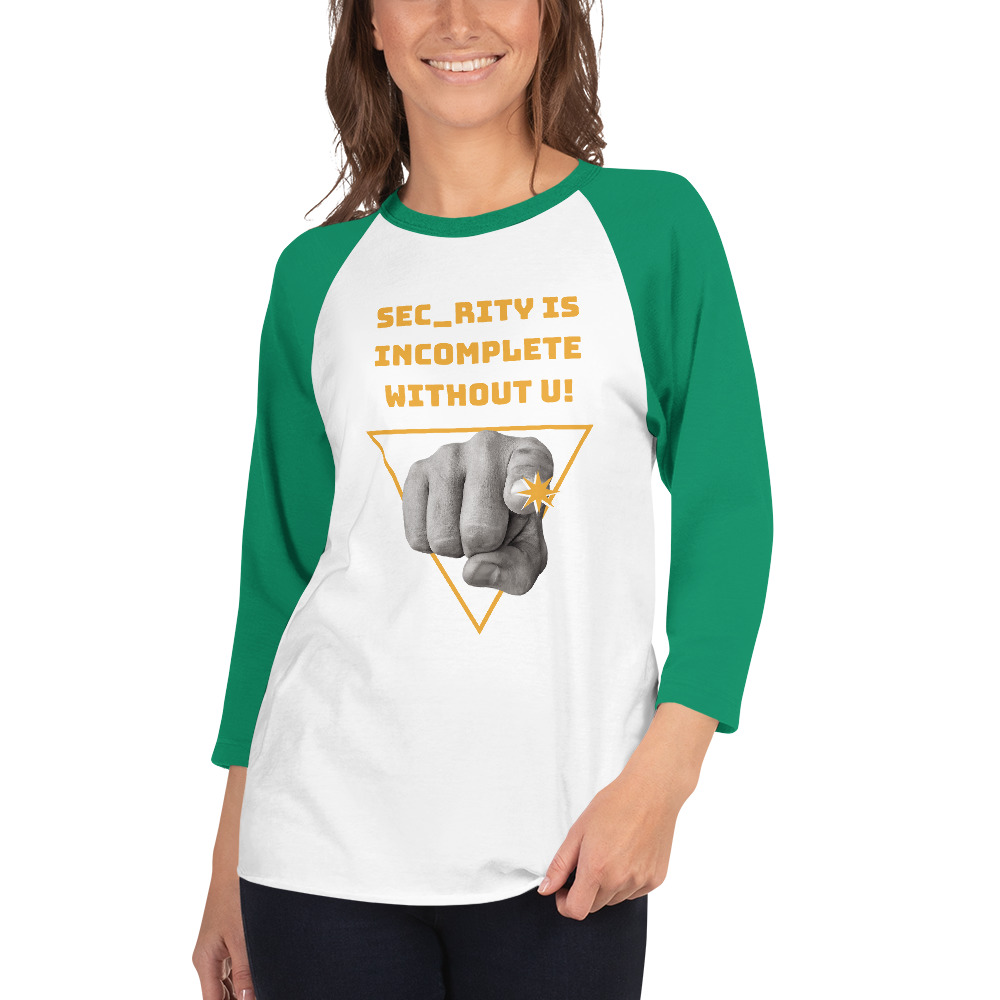 "Sec_rity is Incomplete Without U" Custom Women's 3/4 Sleeve Raglan Shirt - Image 3
