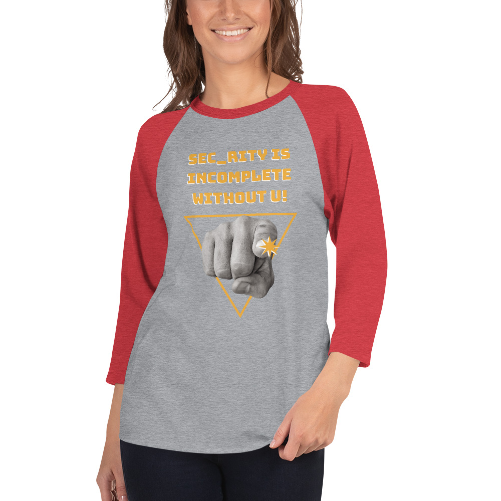 "Sec_rity is Incomplete Without U" Custom Women's 3/4 Sleeve Raglan Shirt - Image 7