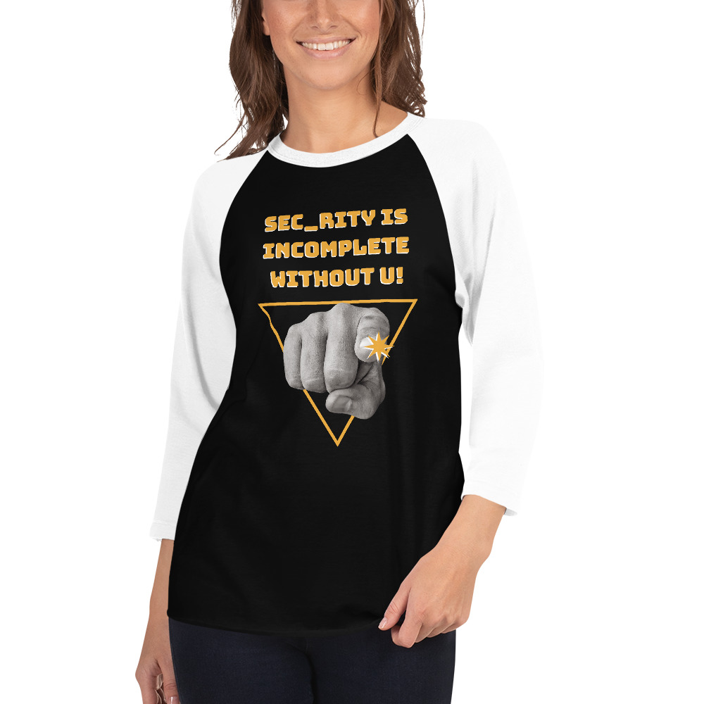 "Sec_rity is Incomplete Without U" Custom Women's 3/4 Sleeve Raglan Shirt - Image 5