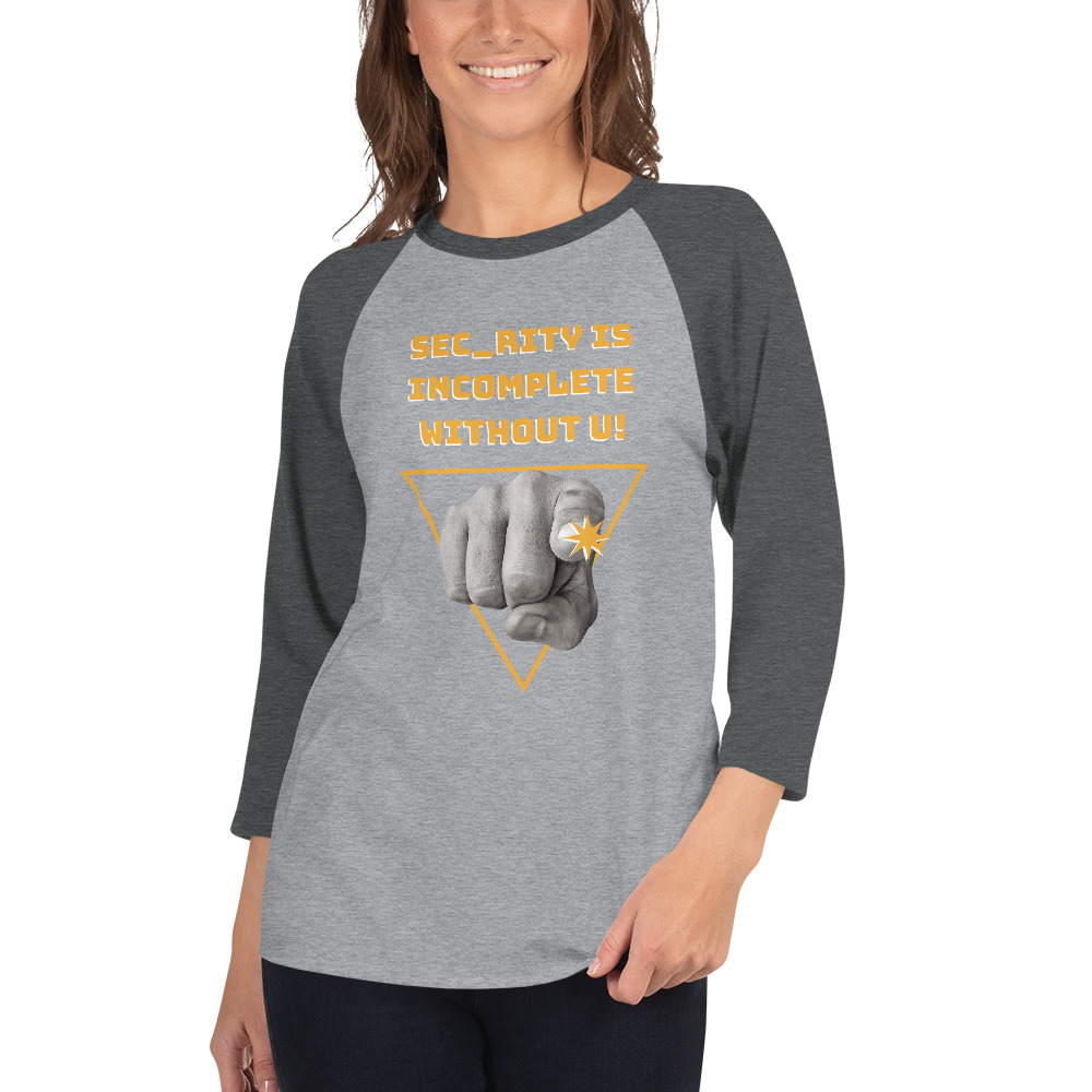 "Sec_rity is Incomplete Without U" Custom Women's 3/4 Sleeve Raglan Shirt - Image 9